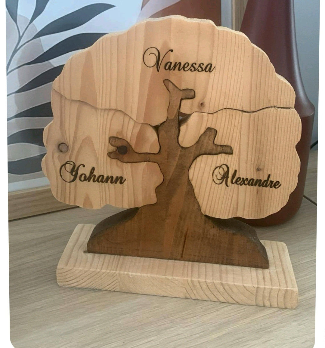 Arbre de vie personnalisé 3 feuilles - Cadeau Trio France - Gravure gratuite