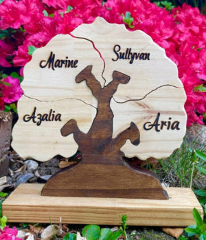 Arbre de vie personnalisé 4 feuilles - Cadeau Famille France - Gravure gratuite