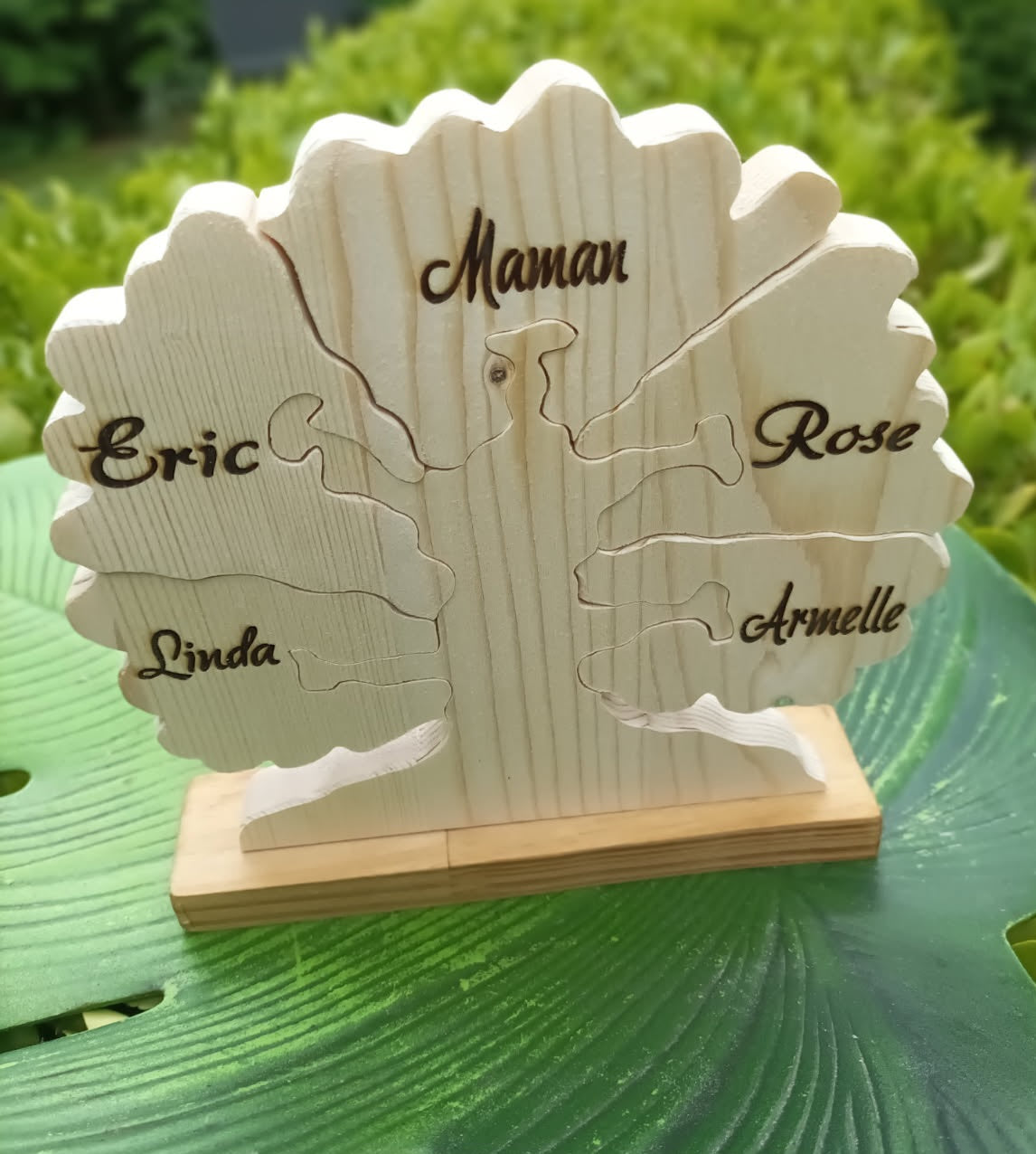 Arbre de vie personnalisé 5 feuilles - Cadeau Famille Nombreuse France - Gravure gratuite