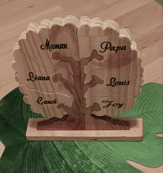 Arbre de vie personnalisé 6 feuilles - Cadeau Grande Famille France - Gravure gratuite