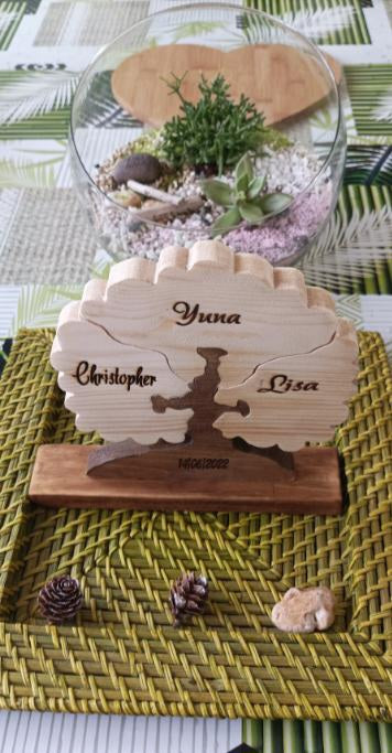 Arbre de vie personnalisé 3 feuilles - Cadeau Trio France - Gravure gratuite