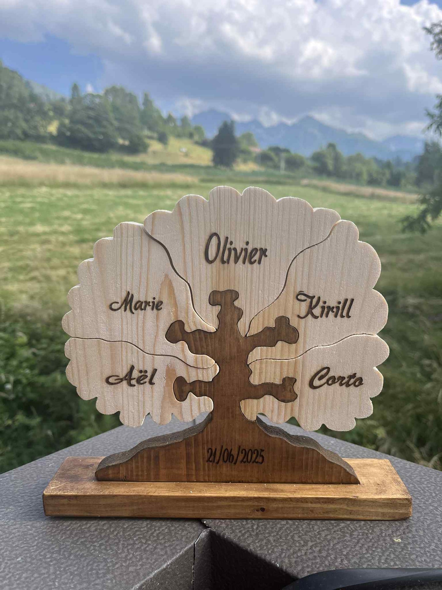 Arbre de 5 feuilles exposé dans les montagnes de Grenoble.