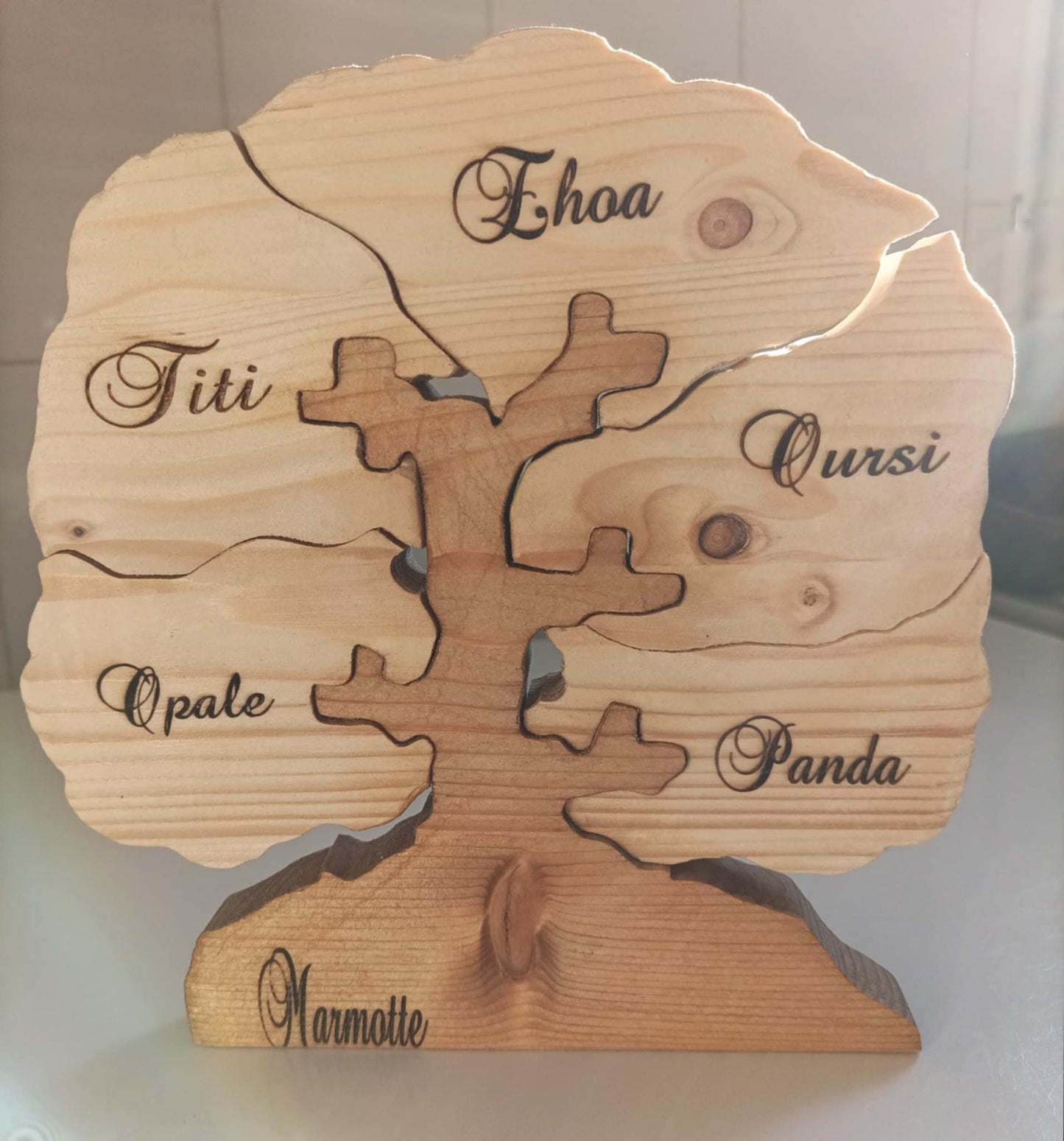 Arbre de vie personnalisé 5 feuilles - Cadeau Famille Nombreuse France - Gravure gratuite